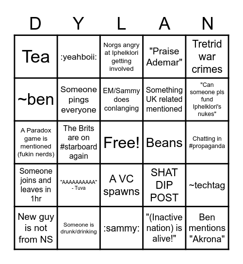 Evolved RP Bingo Card