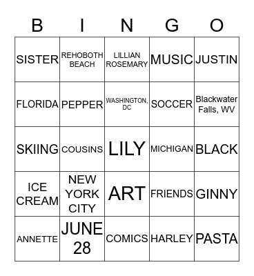 LILY LEBER BINGO Card