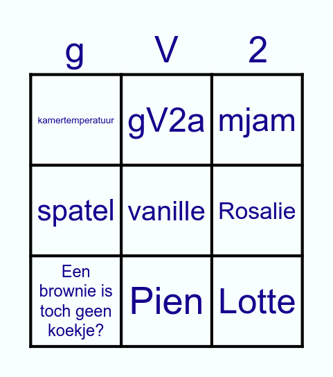 BROWNIE EN KOEK Bingo Card