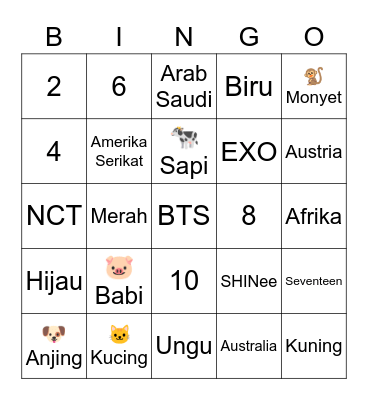 ❄❄❄ Bingo Card