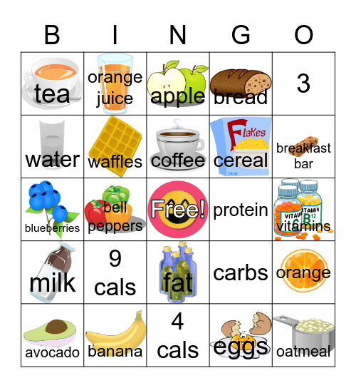 Nutrition Bingo Card