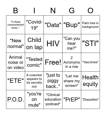 Director's Update Bingo Card