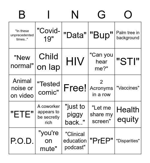 Director's Update Bingo Card