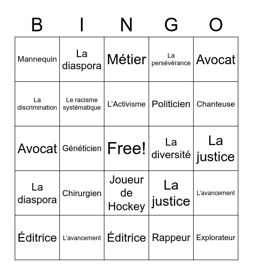 Mois de l'Histoire des Noirs Bingo Card