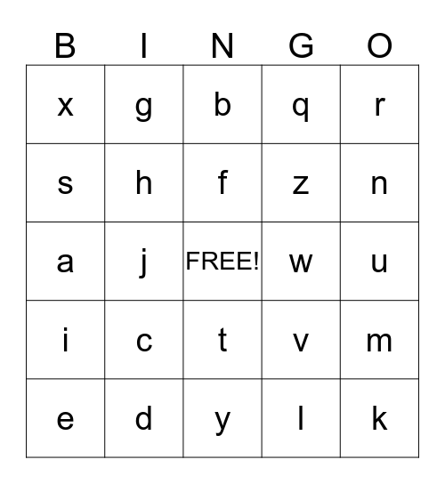 Alphabet Bingo Card