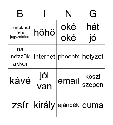 THE STRING FAMILY Bingo Card