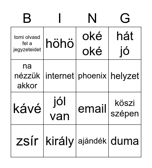 THE STRING FAMILY Bingo Card