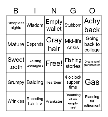 Lordy Lordy Look Who's Forty Bingo Card