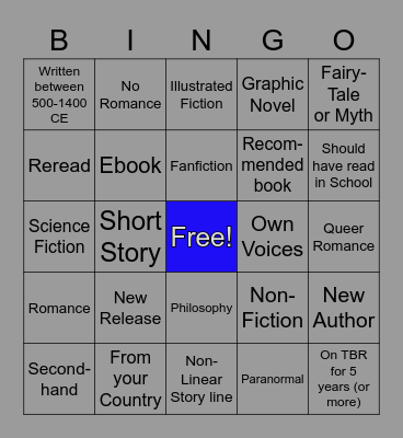Book Reading Bingo! Bingo Card