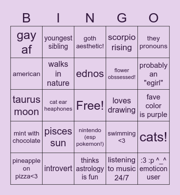 wren Bingo Card