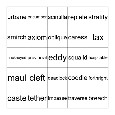 Word Master Bingo Card
