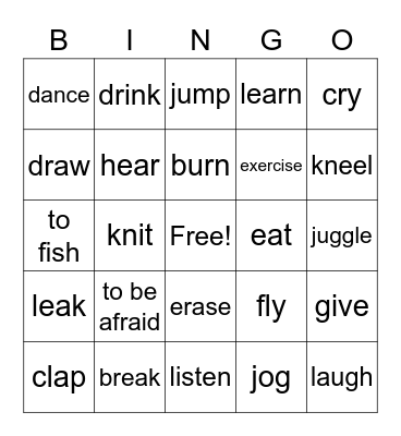 ENGLISH LANGUAGE DEVELOPMENT Bingo Card