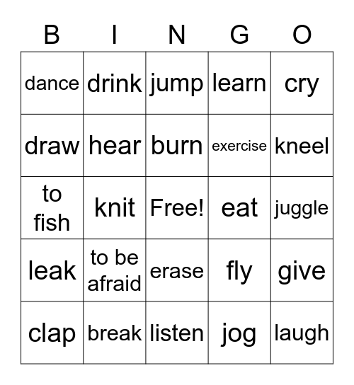 ENGLISH LANGUAGE DEVELOPMENT Bingo Card