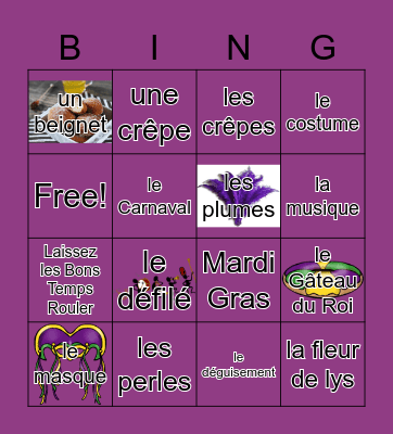 Mardi Gras Bingo Card