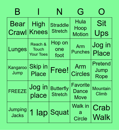 PE BINGO Card