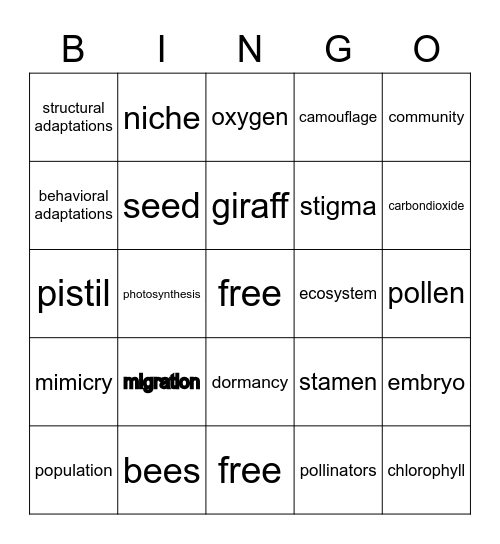 Science Bingo Card