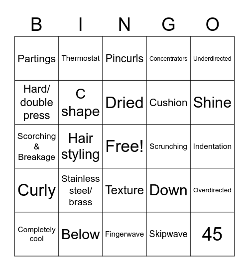 HAIR DESIGN Bingo Card
