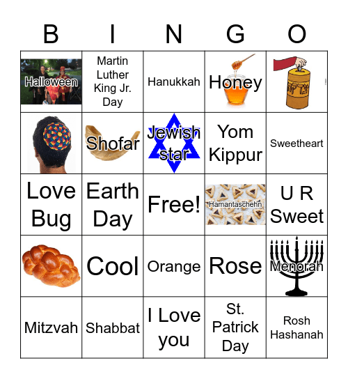 Jewish and Holidays Bingo Card