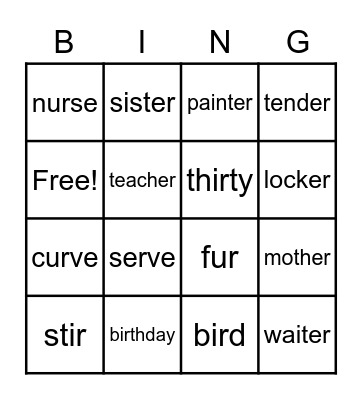 Word Study Cycle 15 Bingo Card