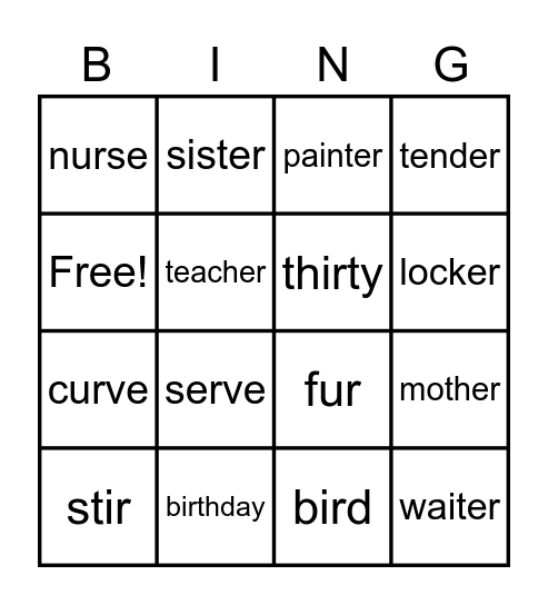 Word Study Cycle 15 Bingo Card