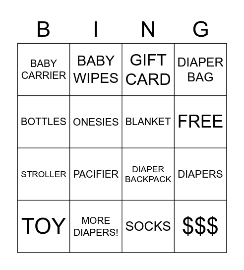BABY TAYLOR Bingo Card