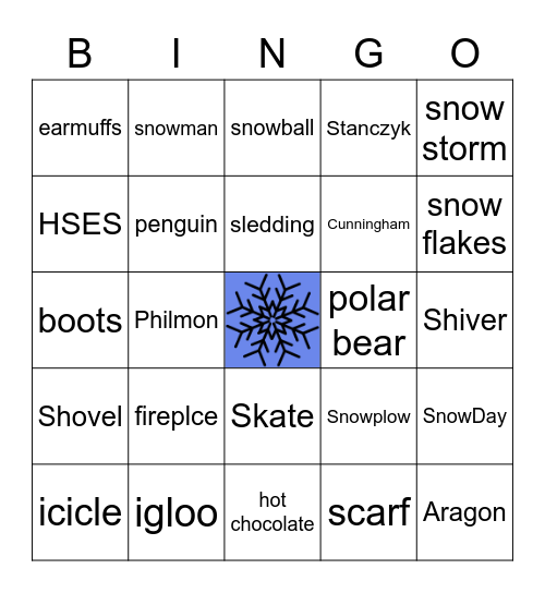 SNOW Bingo Card