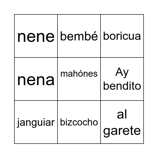 Spanish 4 U4: Triki Bingo Card