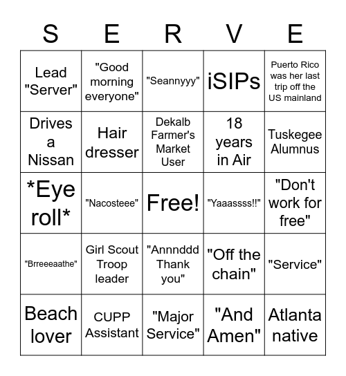 Nacosta's Game Bingo Card