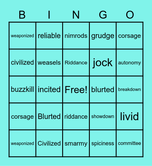 Test Bingo Card