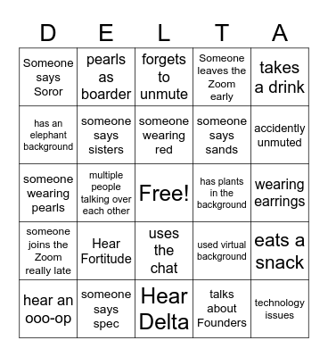 Delta Bingo Card