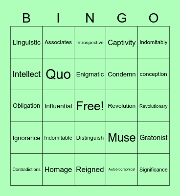 Josue’s Bingo Card