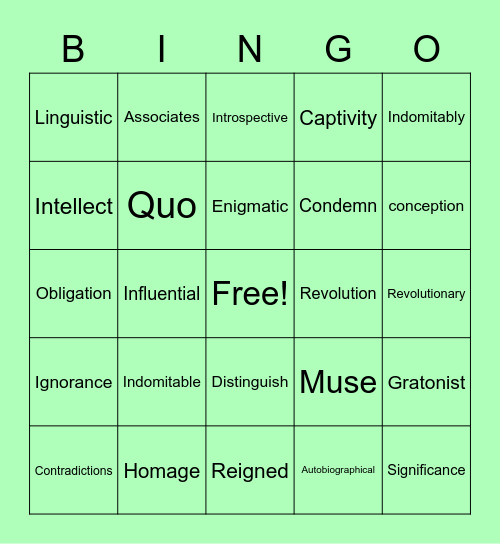 Josue’s Bingo Card