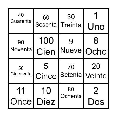 Números Bingo Card