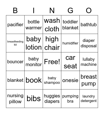Baby Bingo Card