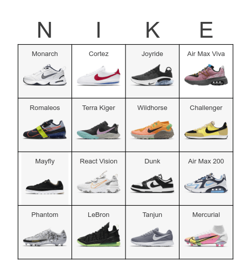 NIKE BINGO Card