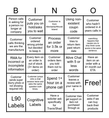 Sales Bingo Card