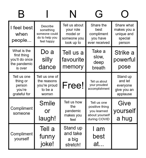 New Directions Ladies* Night Out Mood Booster BINGO Card