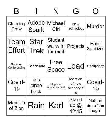 Meeting BINGO Card