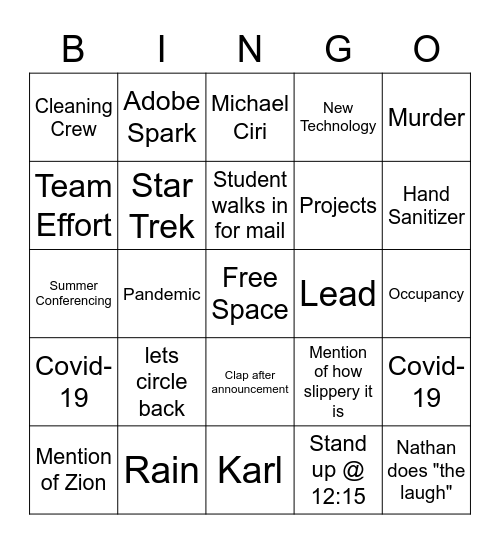 Meeting BINGO Card