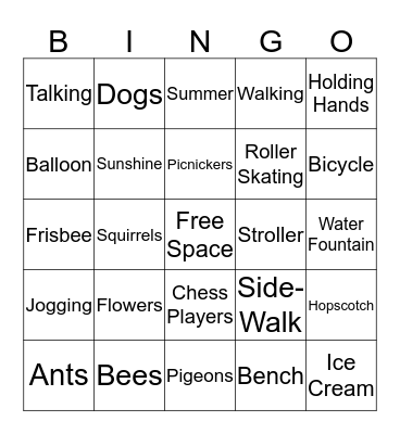 Park Bingo Card