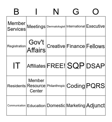 AAD Bingo Card