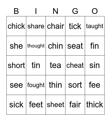 Sound awareness Bingo Card