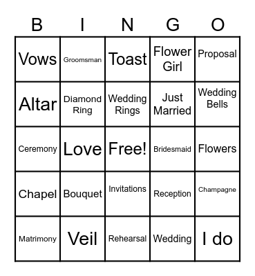 Alex's Bridal Shower BINGO Card