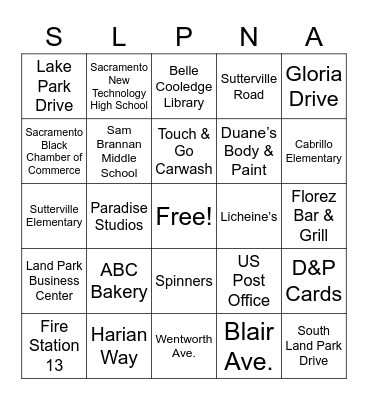 SOUTH LAND PARK BINGO Card