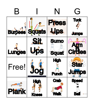 Cubs Fitness Bingo Card
