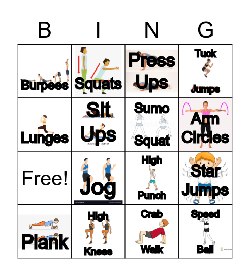 Cubs Fitness Bingo Card