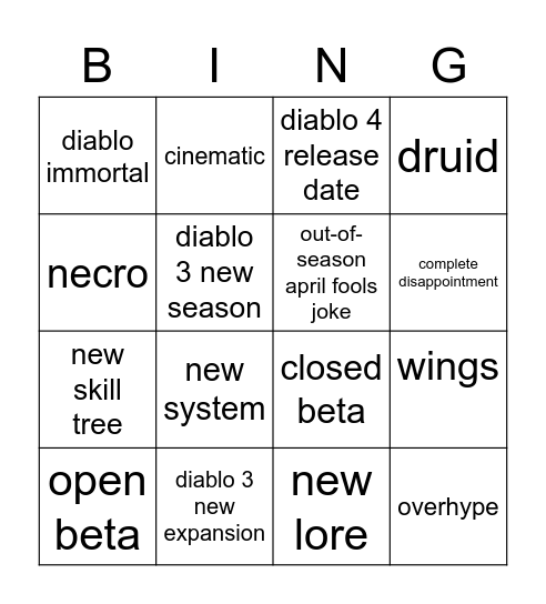 DIABOLOOOO Bingo Card