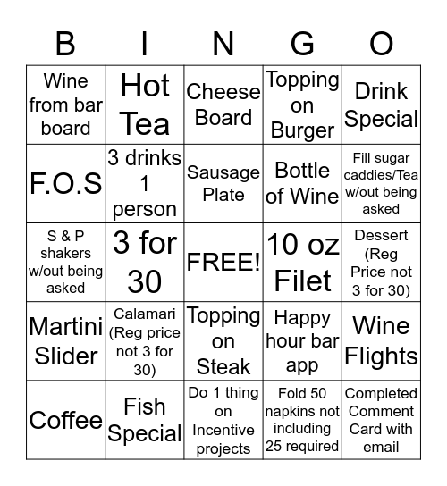 Limestone Grille Bingo Card
