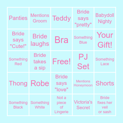 Bachelorette Bingo Card