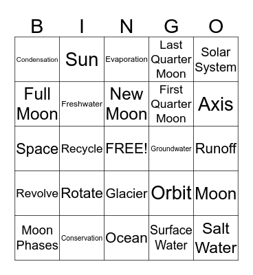 Earth and Space 2 Bingo Card